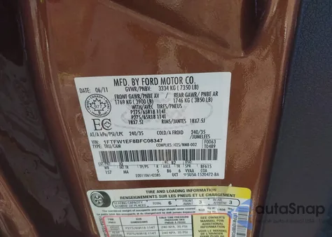 2011 Ford F-150 Xlt from USA, damaged, VIN 1FTFW1EF8BFC08347